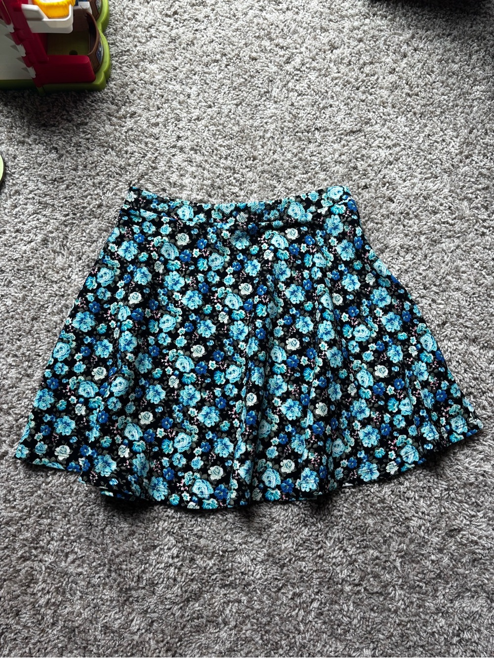 Timing Black Skater Skirt with Blue Floral Print